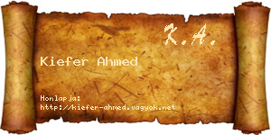 Kiefer Ahmed névjegykártya